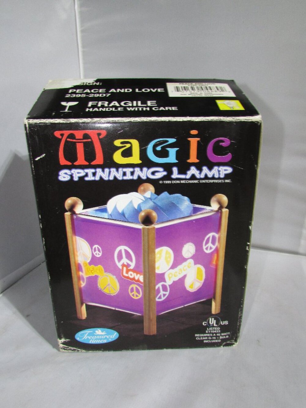 Vtg NEW 90's Y2K Peace Love Magic Spinning Lamp Unused Original Box New